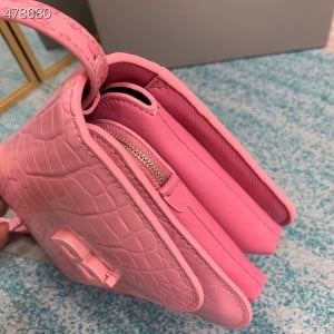 Balenciaga B. Shoulder Bag 18cm Crocodile Embossed Leather Spring/Summer 2021 Collection - Image 9