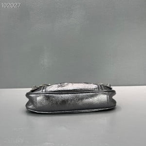 Balenciaga Le Cagole Mini Bag With Chain 20CM 92718 Arena Wrinkled Lambskin Leather Aged Silver Hardware Fall/Winter 2022 Collection - Image 4