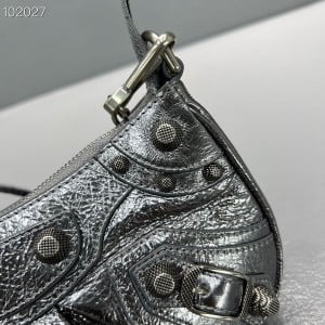 Balenciaga Le Cagole Mini Bag With Chain 20CM 92718 Arena Wrinkled Lambskin Leather Aged Silver Hardware Fall/Winter 2022 Collection - Image 5