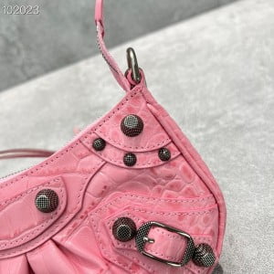 Balenciaga Le Cagole Mini Bag With Chain 20CM 92718 Croc Embossed Lambskin Leather Aged Silver Hardware Fall/Winter 2022 Collection - Image 5
