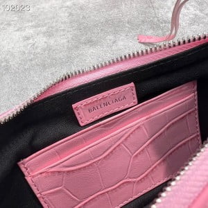 Balenciaga Le Cagole Mini Bag With Chain 20CM 92718 Croc Embossed Lambskin Leather Aged Silver Hardware Fall/Winter 2022 Collection - Image 9