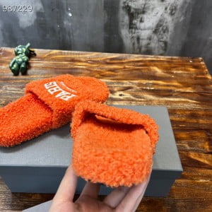 Balenciaga Paris Logo Furry Slides Unisex Shoes Fall/Winter 2022 Collection - Image 6
