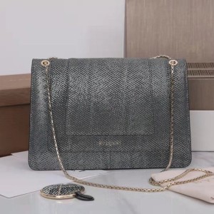 Bvlgari Serpenti Forever Crossbody Chain Bag 28cm Metallic Karung Skin Leather Spring/Summer 2022 Collection - Image 3