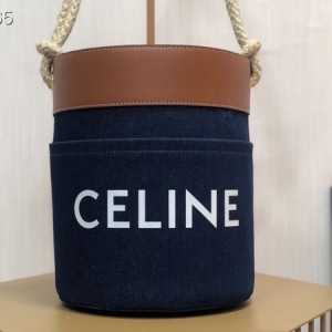Celine Cabas Bucket Denim Bag 23cm Calfskin Leather Fall/Winter 2021 Collection - Image 6