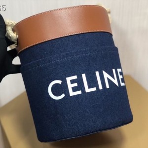 Celine Cabas Bucket Denim Bag 23cm Calfskin Leather Fall/Winter 2021 Collection - Image 8