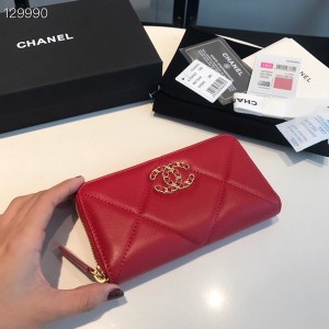 Chanel 19 Zippy Wallet 16cm Gold Hardware Goatskin Leather Fall/Winter 2020 Collection - Image 3
