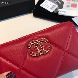 Chanel 19 Zippy Wallet 16cm Gold Hardware Goatskin Leather Fall/Winter 2020 Collection - Image 5