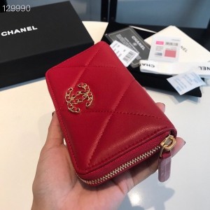 Chanel 19 Zippy Wallet 16cm Gold Hardware Goatskin Leather Fall/Winter 2020 Collection - Image 6