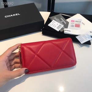 Chanel 19 Zippy Wallet 16cm Gold Hardware Goatskin Leather Fall/Winter 2020 Collection - Image 9