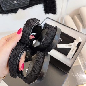 Chanel CC Button Velcro Sandals Technical Fabric/Calfskin Leather Spring/Summer 2021 Collection - Image 7