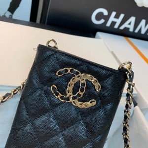 Chanel CC Logo Phone Holder Bag 18cm Gold Hardware Caviar Leather Fall/Winter 2020 Collection - Image 3