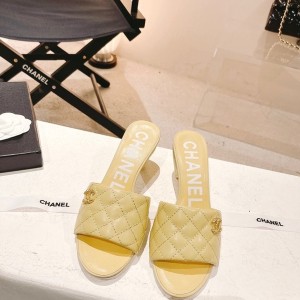 Chanel CC Logo Quilted Mules Sandals 6.5CM G38820 Lambskin Leather Spring/Summer 2022 Collection - Image 3