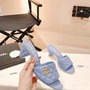 Chanel CC Logo Quilted Mules Sandals 6.5CM G38820 Lambskin Leather Spring/Summer 2022 Collection - Image 6