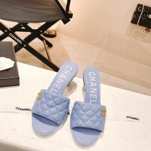 Chanel CC Logo Quilted Mules Sandals 6.5CM G38820 Lambskin Leather Spring/Summer 2022 Collection - Image 7