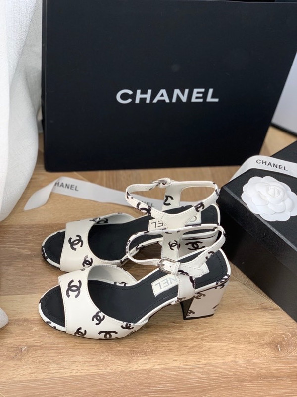 Chanel CC Printed 8.5CM Pump Sandals G38969 Lambskin Leather Spring/Summer 2022 Collection Size