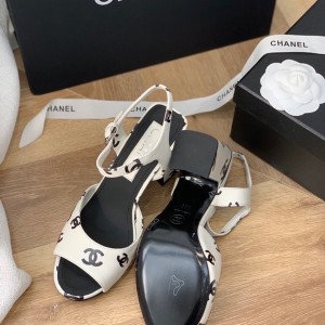Chanel CC Printed 8.5CM Pump Sandals G38969 Lambskin Leather Spring/Summer 2022 Collection - Image 3