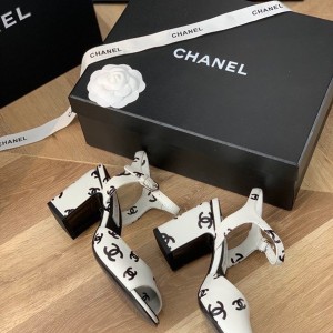 Chanel CC Printed 8.5CM Pump Sandals G38969 Lambskin Leather Spring/Summer 2022 Collection - Image 8
