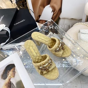 Chanel Charm Pearl Embellished Pump Sandals Lambskin Leather Spring/Summer 2022 Collection - Image 4