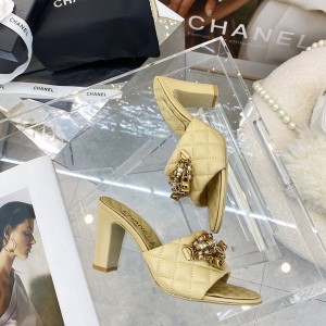 Chanel Charm Pearl Embellished Pump Sandals Lambskin Leather Spring/Summer 2022 Collection - Image 6