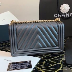 Chanel Chevron LeBoy Bag 25cm Lambskin Leather Shiny Gold Hardware Spring/Summer 2020 Collection - Image 3