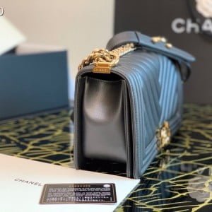 Chanel Chevron LeBoy Bag 25cm Lambskin Leather Shiny Gold Hardware Spring/Summer 2020 Collection - Image 4