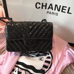 Chanel Chevron Mini Flap Bag 20cm Patent Leather Spring/Summer 2020 Collection - Image 8