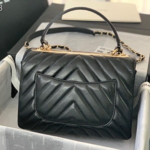 Chanel Chevron Trendy CC Bag 25cm AS92236 Gold Hardware Lambskin Leather Spring/Summer 2022 Collection - Image 3