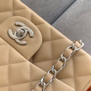 Chanel Classic Flap Bag 20cm Silver Hardware Caviar Leather Spring/Summer 2020 Collection - Image 9