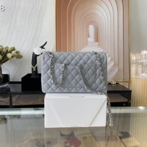 Chanel Classic Flap Bag 25cm Silver Hardware Lambskin Leather Spring/Summer 2021 Collection - Image 4