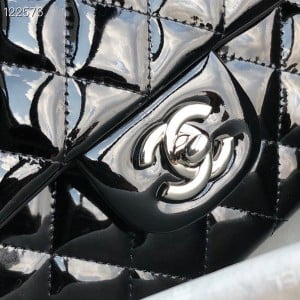Chanel Classic Flap Bag 25cm Silver Hardware Patent Leather Spring/Summer 2020 Collection - Image 3