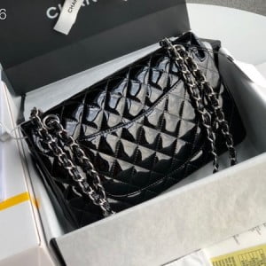 Chanel Classic Flap Bag 25cm Silver Hardware Patent Leather Spring/Summer 2020 Collection - Image 7