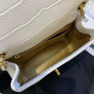Chanel Classic Flap With Charm Chain With CC Details On Strap Bag 18cm Gold Hardware Croco Stamp Leather Spring/Summer 2020 Collection - Image 6