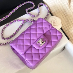 Chanel Classic Mini Flap Bag 18cm AS1115 Silver Hardware Lambskin Leather Spring/Summer 2022 Collection - Image 3