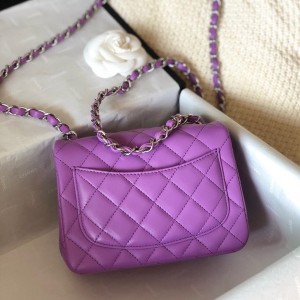 Chanel Classic Mini Flap Bag 18cm AS1115 Silver Hardware Lambskin Leather Spring/Summer 2022 Collection - Image 8