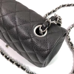 Chanel Classic Mini Flap Bag 20cm AS1116 Silver Hardware Grained Calfskin Leather Spring/Summer 2022 Collection - Image 3