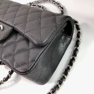 Chanel Classic Mini Flap Bag 20cm AS1116 Silver Hardware Grained Calfskin Leather Spring/Summer 2022 Collection - Image 6