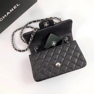 Chanel Classic Mini Flap Bag 20cm AS1116 Silver Hardware Grained Calfskin Leather Spring/Summer 2022 Collection - Image 7