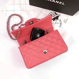 Chanel Classic Mini Flap Bag 20cm AS1116 Silver Hardware Grained Calfskin Leather Spring/Summer 2022 Collection - Image 9