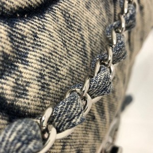 Chanel Denim Jumbo Flap Bag 34cm Silver Hardware Fall/Winter 2021 Collection - Image 8