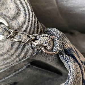Chanel Denim Mini Flap Bag 20cm Silver Hardware Fall/Winter 2021 Collection - Image 5