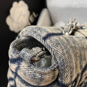 Chanel Denim Mini Flap Bag 20cm Silver Hardware Fall/Winter 2021 Collection - Image 7