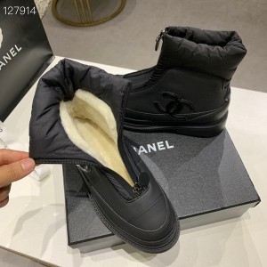Chanel Down Ankle Boots Nylon/Calfskin Leather Fall/Winter 2020 Collection - Image 3
