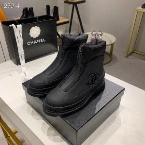 Chanel Down Ankle Boots Nylon/Calfskin Leather Fall/Winter 2020 Collection - Image 6