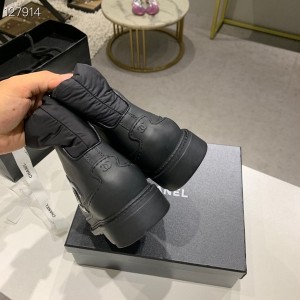 Chanel Down Ankle Boots Nylon/Calfskin Leather Fall/Winter 2020 Collection - Image 7