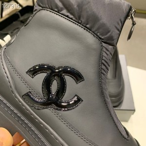 Chanel Down Ankle Boots Nylon/Calfskin Leather Fall/Winter 2020 Collection - Image 8