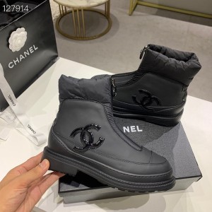 Chanel Down Ankle Boots Nylon/Calfskin Leather Fall/Winter 2020 Collection - Image 9