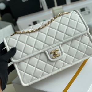 Chanel Flap Bag 30cm Grained Calfskin Leather Gold Hardware Spring/Summer 2021 Collection - Image 3