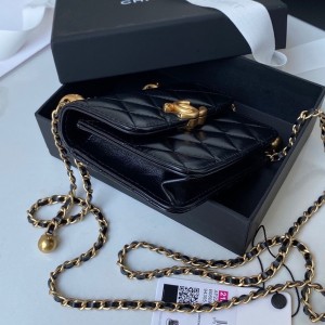 Chanel Flap Coin Purse With Chain Bag 12cm AP2290 Calfskin Leather Gold Hardware Spring/Summer 2022 Collection - Image 7