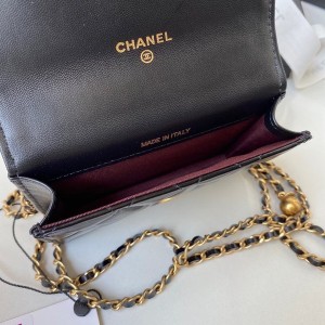 Chanel Flap Coin Purse With Chain Bag 12cm AP2290 Calfskin Leather Gold Hardware Spring/Summer 2022 Collection - Image 9