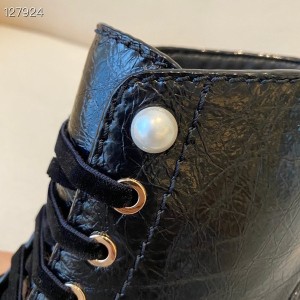 Chanel Lace Up Ankle Boots Patent Crackled Calfskin Leather Fall/Winter 2020 Collection - Image 5